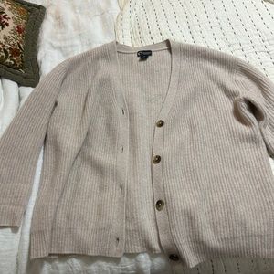 C by Bloomingdale’s Ribbed Oversized Cashmere Cardigan Heather Oatmeal Size M